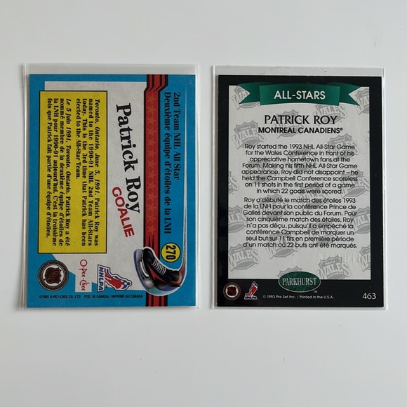 2 CARD LOT - Patrick Roy - 1991 O-Pee-Chee / 1993 ProSet Montréal Canadiens - Picture 2 of 2